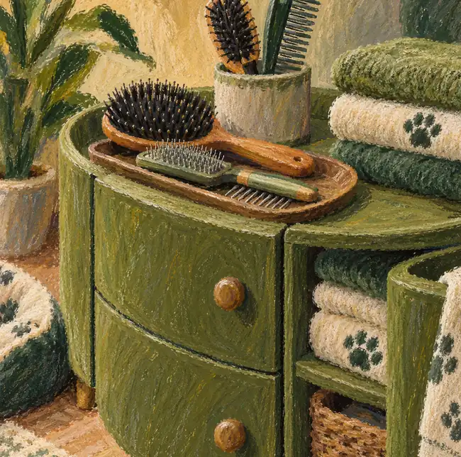 Illustration of pet care businesses equipment and workspace