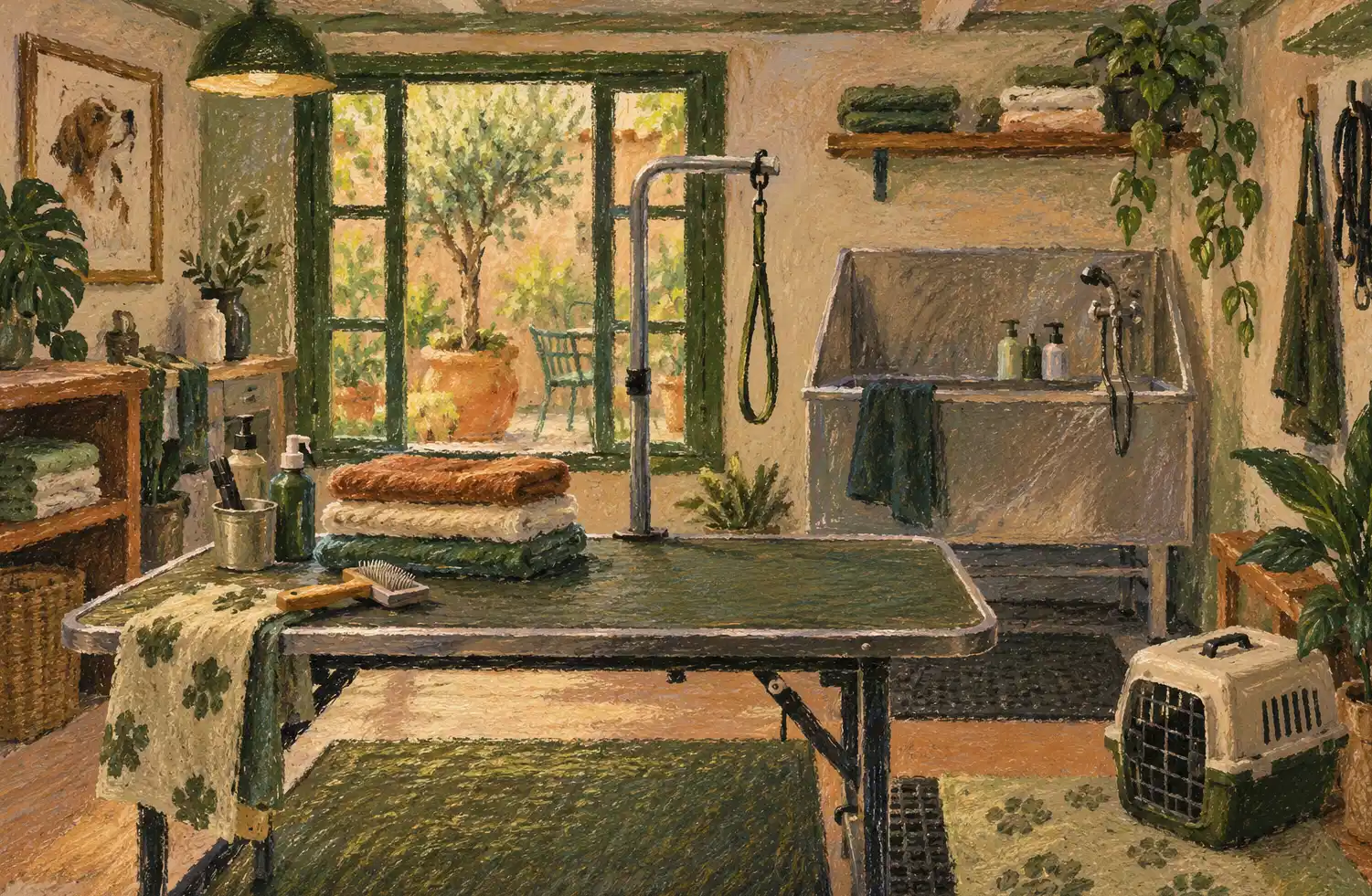 Illustration of pet care businesses and their working space